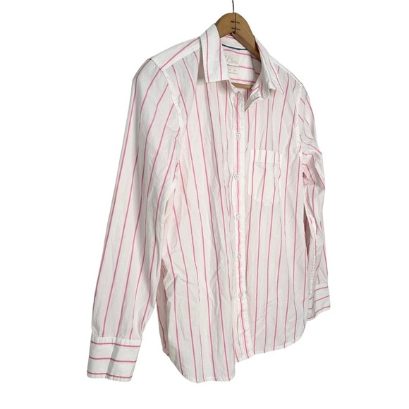 J. Crew | Pink Stripe Classic Fit Washed Cotton Poplin Button Down Shirt Size 6 - Picture 3 of 10